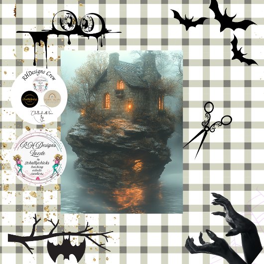 Decoupage Dracula Castle op het water Tissuepapier