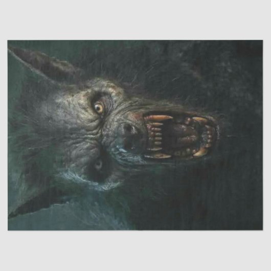 Decoupage Dracula Weerwolf met Fangs Lunar Howl Tissuepapier (Voorkant)