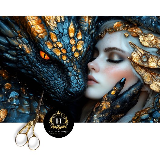 Decoupage Dragon Enchanted Woman Art Tissuepapier