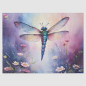 Decoupage Dragonfly met Bloemen Paarse Waterverf Tissuepapier (Voorkant)