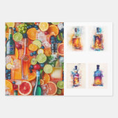 Decoupage Drank Achtergrond Likeur Flessen Inpakpapier Vel (Voorkant)