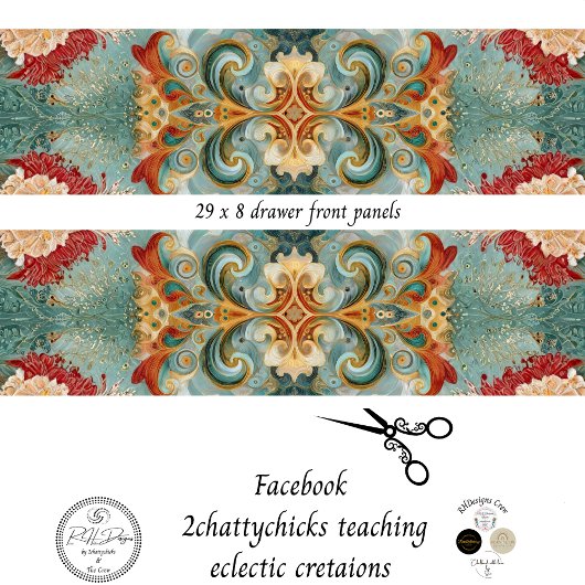 Decoupage Drawer Front 29x8 Mixed Media  Inpakpapier Vel