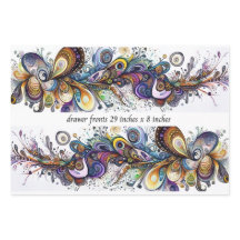 Decoupage Drawer Front 29x8 Teardrop Motif Vibrant