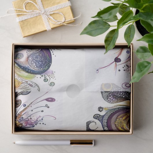 Decoupage Drawer Front 29x8 Teardrop Motif Vibrant Tissuepapier (Geschenk)