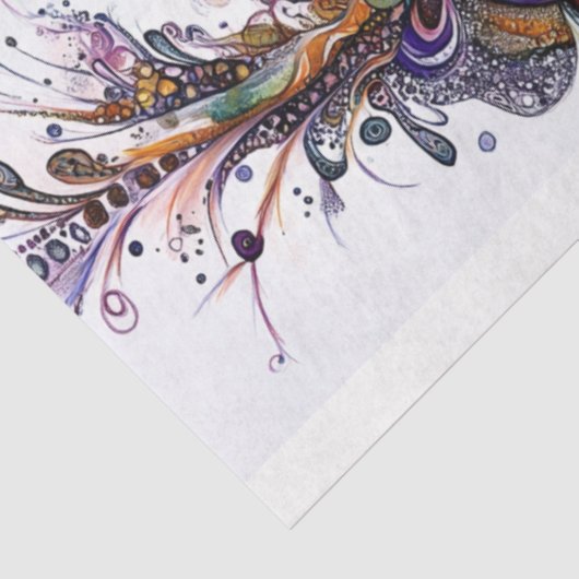 Decoupage Drawer Front 29x8 Teardrop Motif Vibrant Tissuepapier (Detail)