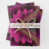 Decoupage Drawer Front Panel Paisley Fuchsia Gold Inpakpapier Vel (In situ)