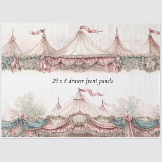 Decoupage Drawer Front Pastel Circus Vintage Lace  Tissuepapier (Voorkant)