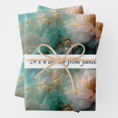 Decoupage Drawer Front Soft Petals Teals Gold Inpakpapier Vel (In situ)