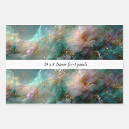 Decoupage Drawer Front Soft Petals Teals Gold Inpakpapier Vel