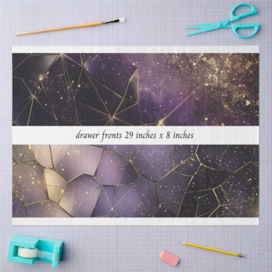 Decoupage Drawer Fronts 29x8 Geometric Cosmic  Tissuepapier (Craft)