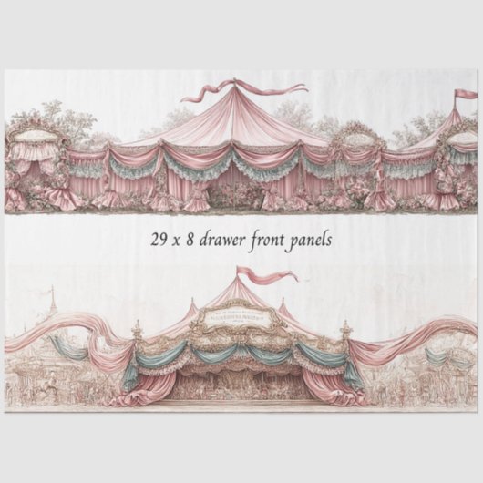 Decoupage Drawer Fronts Rococo Pastel Circus Tents Tissuepapier (Voorkant)
