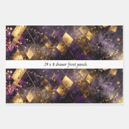 Decoupage Drawer Panel Diamond Motifs Purple Gold  Inpakpapier Vel