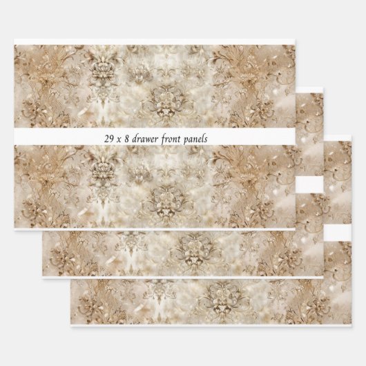 Decoupage Drawer Panel Motif Beige Design  Inpakpapier Vel (Set)
