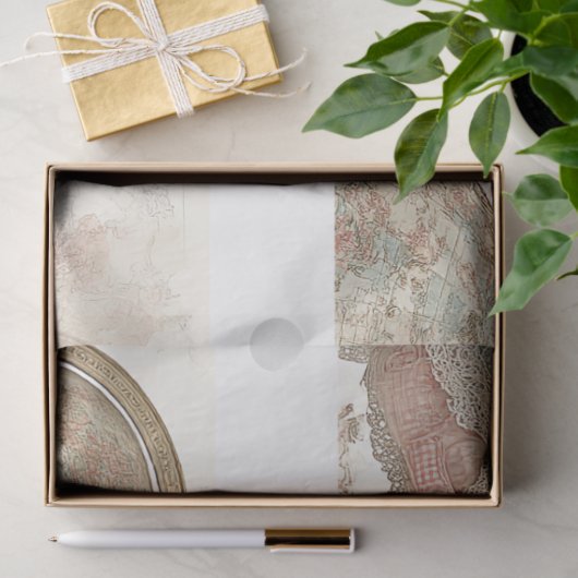 Decoupage Drawer Panel Whimsical Circus Story Book Tissuepapier (Geschenk)