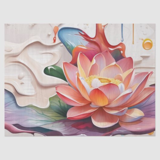 Decoupage Druppelende Lotus Art Tissuepapier (Voorkant)