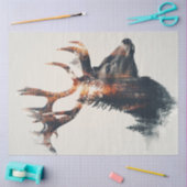 Decoupage Dubbele blootgestelde herten en boomkuns Tissuepapier (Craft)