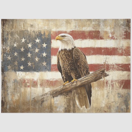 Decoupage Eagle Flag Soaring In Spirit 4th July Tissuepapier (Voorkant)