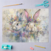 Decoupage Easter Bunnies Art Abstract Panel Tissuepapier (Craft)