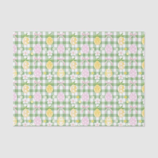 Decoupage Easter Egg Green Gingham Tissuepapier (Voorkant)