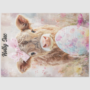 Decoupage Easter Highland Calf Holly Sue Custom Tissuepapier