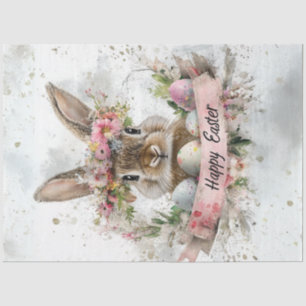 Decoupage Easter Rabbit Waterverf Achtergrond Tissuepapier