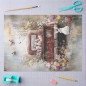 Decoupage  Easter Red Truck Bunny in het veld Tissuepapier (Craft)