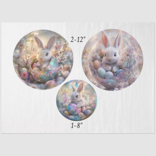 Decoupage Easter Spring 12" & 8" Rounds  Tissuepapier (Voorkant)