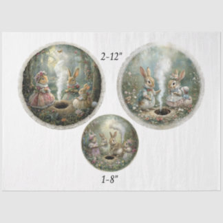 Decoupage Easter Storybook Forest 12" & 8" Circles Tissuepapier