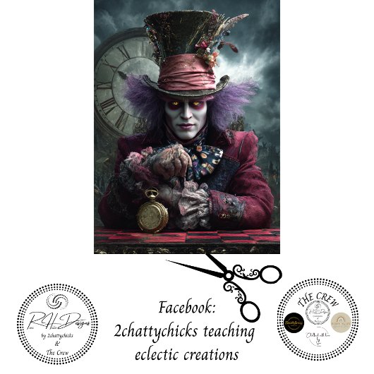 Decoupage Eccentric Timekeeper Fantasy Portrait  Tissuepapier