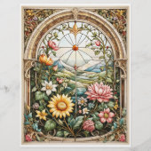 Decoupage - Een gebrandschilderd raam met bloemen (Voorkant)