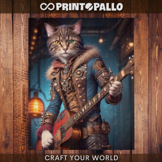 Decoupage - Een steampunk kat & gitaar Inpakpapier Vel