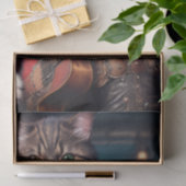 Decoupage - Een steampunk kat & gitaar - Tissuepapier (Geschenk)