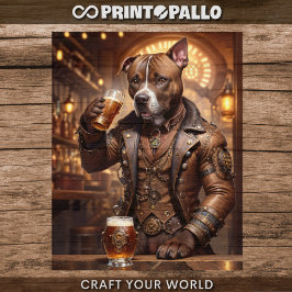 Decoupage - Een steampunk pitbull en bier - Tissuepapier
