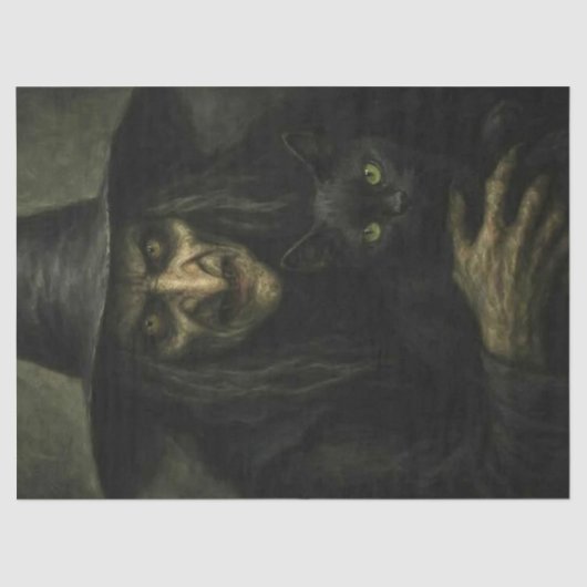 Decoupage Eerie Classic Witch & Black Cat Tissuepapier (Voorkant)