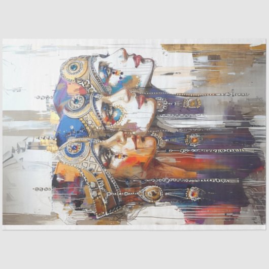 Decoupage Egyptische robot Vrouw portretten Tissuepapier (Voorkant)