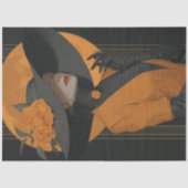 Decoupage Elegant Lady in Halloween Herfst Kleding Tissuepapier (Voorkant)