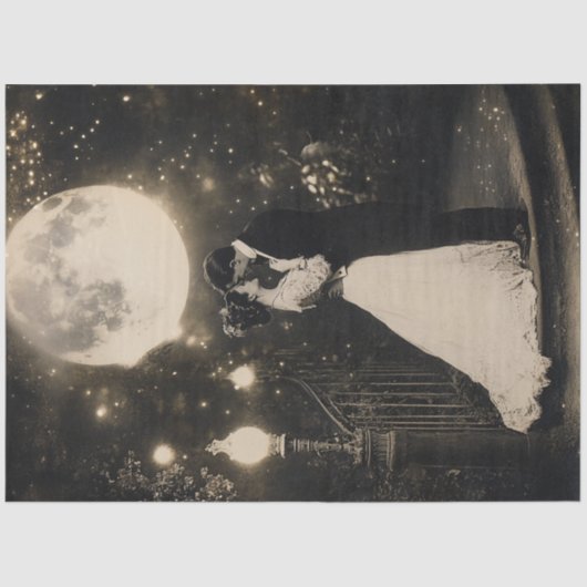 Decoupage Elegant Paar Dansen in Moonlight Tissuepapier (Voorkant)