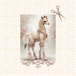 Decoupage Elegante  Giraffe in Antiek Jurk Tissuepapier