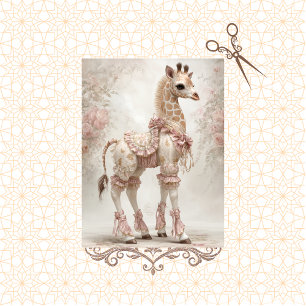 Decoupage Elegante  Giraffe in Antiek Jurk Tissuepapier