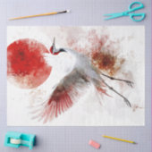 Decoupage Elegante Japanse Kraan & Rode Zon Tissuepapier (Craft)