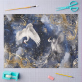 Decoupage Elegante Kranen in Flight Blue Gold Sky Tissuepapier (Craft)