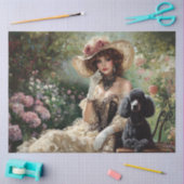 Decoupage Elegante Lady Garden Black Poedel Tissuepapier (Craft)