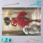 Decoupage Elegante Lady Rode Jurk & Standaard Poed Tissuepapier (Craft)