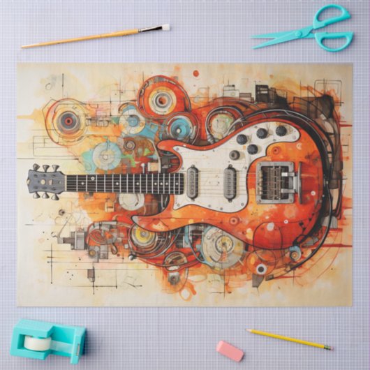 Decoupage Elektrische Gitaar Abstracte Gentleman's Tissuepapier (Craft)