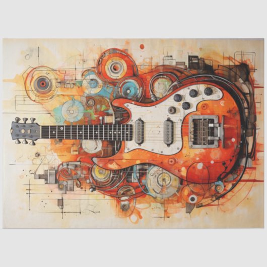 Decoupage Elektrische Gitaar Abstracte Gentleman's Tissuepapier (Voorkant)