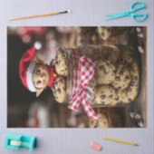 Decoupage Elf bovenop een chocolade koekjestrommel Tissuepapier (Craft)