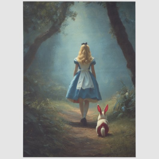 Decoupage Enchanted Forest Girl and White Rabbit  Tissuepapier (Voorkant)