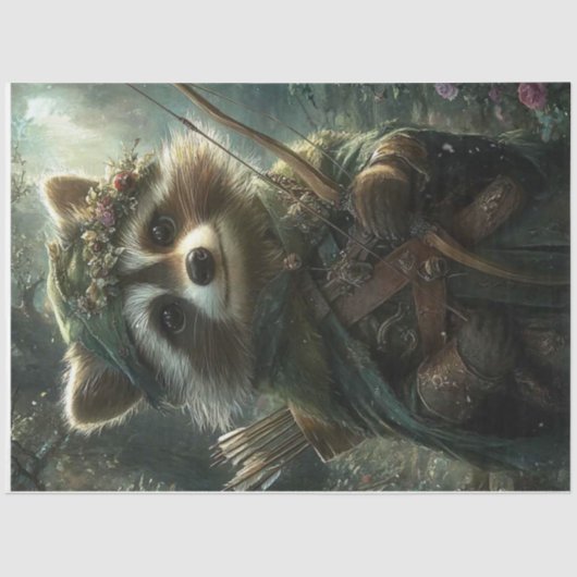 Decoupage Enchanted Racoon Forest Archer Tissuepapier (Voorkant)
