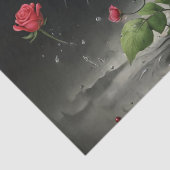 Decoupage - Enkele bleke rode roos - Tissuepapier (Detail)