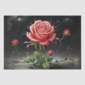 Decoupage - Enkele bleke rode roos - Tissuepapier (Voorkant)